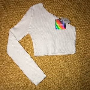 NWT Missguided White One Shoulder Crop Top